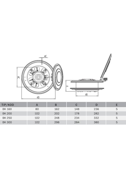 Bvn Bk 160 (450M³/H) Aksiyel Kapaklı Duvar/pencere Aspiratörü modelleri