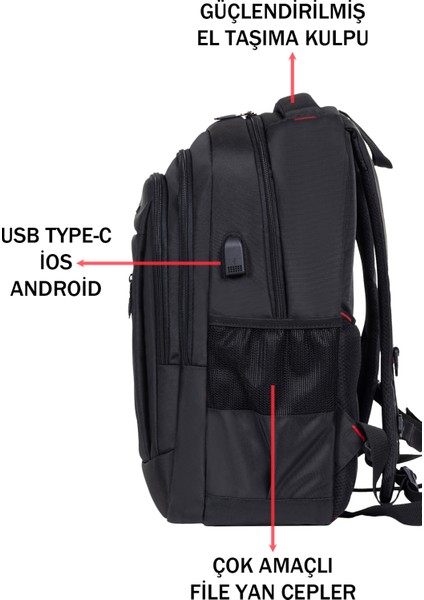 Unisex Okul Sırt Çantası Büyük Boy Çok Gözlü USB Type-C Su Geçirmez Oxford Kumaş Lise Üniversite modelleri