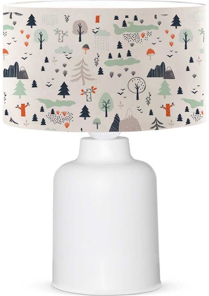 Kış Desenli Kumaş Abajur - Eğlenceli Gece Lambası & Dekoratif Aydınlatma - Çocuk Odası fiyatları