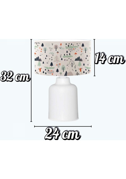 Kış Desenli Kumaş Abajur - Eğlenceli Gece Lambası & Dekoratif Aydınlatma - Çocuk Odası modelleri