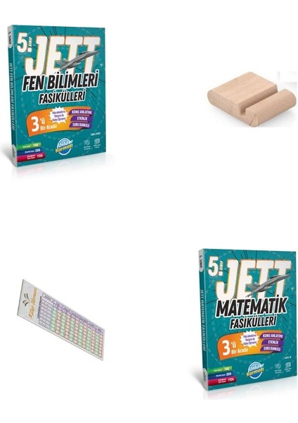 5. Sınıf Jet Fen Bilimleri + Matematik Fasikülleri + 2025-2026 + Telefon Tutucu+Çözüm Ayracı