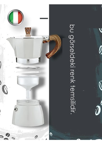Italyan Moka Pot - 6061 Saf Alüminyum Ahşap Saplı - 6 Kişilik Siyah 722067 fırsatları