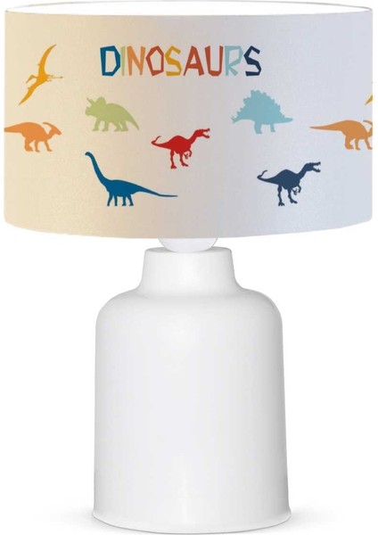 Dinazor Desen Kumaş Abajur | Çocuk Odası Dekoratif Gece Lambası | Sevimli Masa Lambası Modeli fiyatları