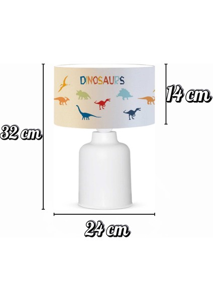 Dinazor Desen Kumaş Abajur | Çocuk Odası Dekoratif Gece Lambası | Sevimli Masa Lambası Modeli modelleri