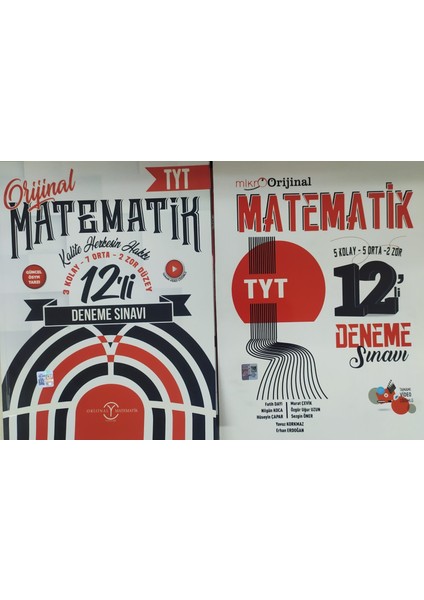 Orijinal+Mikro Orjinal Tyt Matematik 12 Li Deneme Sınavı Ikili Set