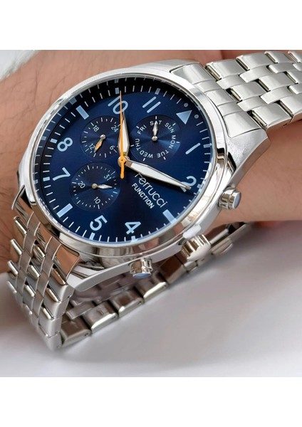 Fonksiyonlu&takvimli Silver Çelik Kordon Erkek Kol Saati