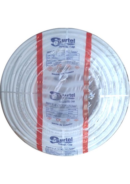 Has Ttr Bakır Enerji Kablosu 3x2,5 50 Metre Beyaz Renk