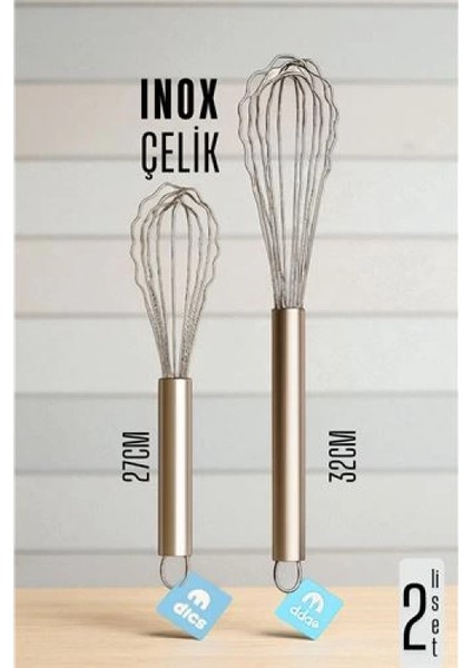 Modacar Inox Çelik Çırpıcı + Uzun Kısa 2 Li Çırpıcı Seti fiyatları