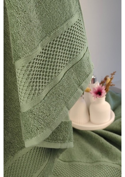 %100 Pamuk Banyo Havlu Seti-Long Twist Iplik-Yüksek Su Emici ve Yumuşak-Yeşil fiyatları