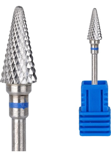 Manikür Çıkarma Çelik Törpü Ucu Mızrak Koni Mavi 002