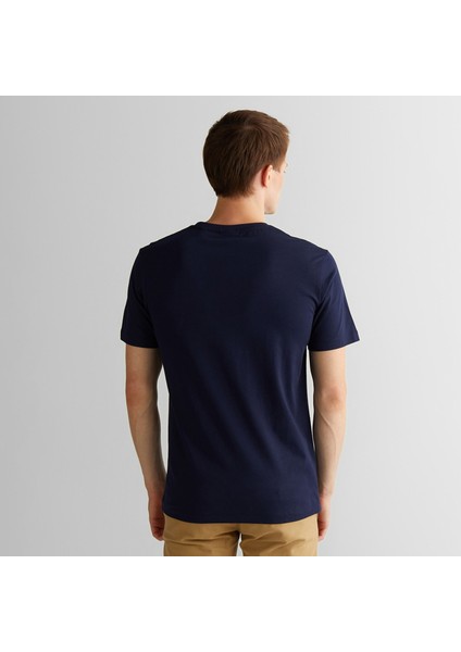 Erkek Lacivert Regular Fit Bisiklet Yaka Logolu T-Shirt fiyatları