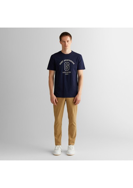 Erkek Lacivert Regular Fit Bisiklet Yaka Logolu T-Shirt modelleri