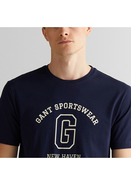 Erkek Lacivert Regular Fit Bisiklet Yaka Logolu T-Shirt fırsatları