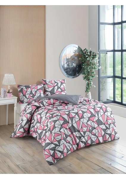Uykulife Pembe Üçgen Çift Kişilik Nevresim Seti
