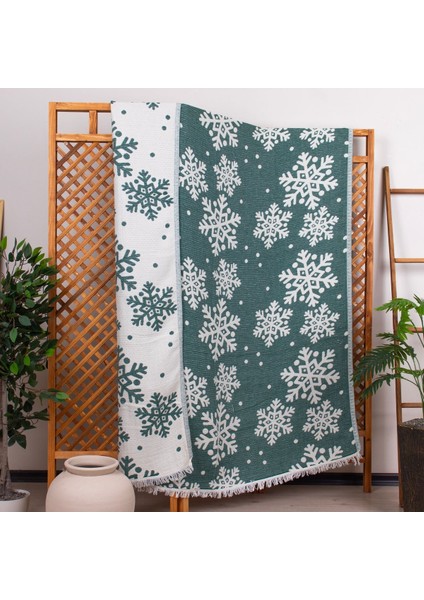 4 Kat Müslin Pike Tek Kişilik %100 Pamuklu Jakarlı Yatak Örtüsü Tv Battaniyesi 140X200 Kar Tanesi