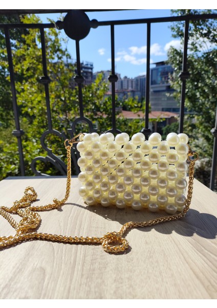 El Örmesi - Özel Tasarım İnci Mini Çanta- Günlük ,Özel Gün (Nikah,Düğün)