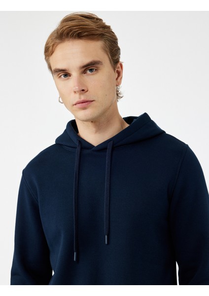 Şardonlu Uzun Kollu Basic Kapşonlu Sweatshirt