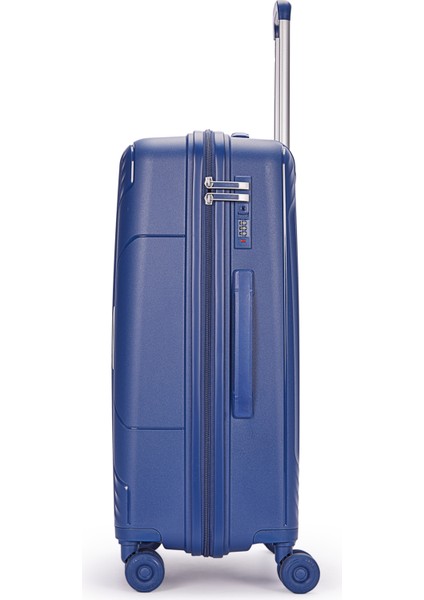 Benetton 2'li Set Orta ve Kabin Boy %100 Polipropilen Valiz Koyu Mavi 14BNT8001 modelleri