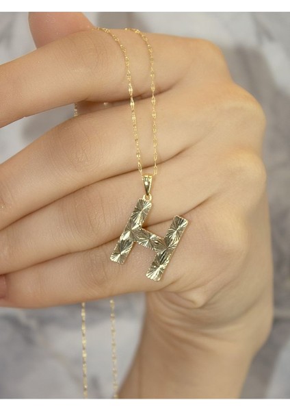 ZEYNEPLİ GOLD 14 Ayar Altın Büyük Füzyon H Harfli Kolye fırsatları