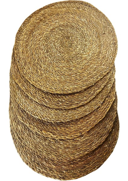 Home 6 Adet Hasır Supla Seti, Amerikan Servis, Sofra Dekorasyonu ve Sunum Için Bambu Hasır, Şık ve Çevre Dostu Masa Aksesuarı 30 cm