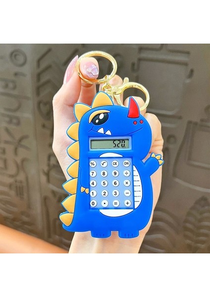 Hesap Makinesi Dino Mini Anahtarlıklı Labirent Oyunlu / Mavi