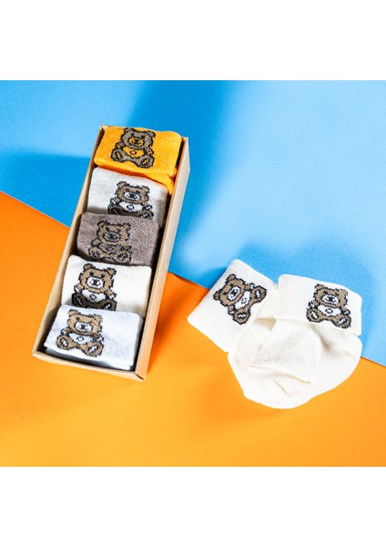15 Çift Erkek Bebek Çorap Kutulu Patik Boy – Ayıcık, Taç ve Kalp Desenli, Pamuklu fırsatları