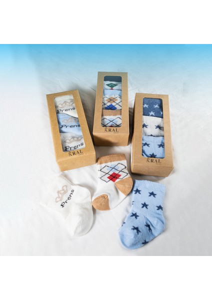 18 Çift Erkek Bebek Çorap Kutulu Patik Boy Set – Yıldız, Prens ve Desenli Modeller