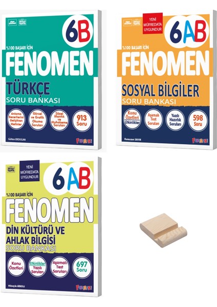 6. Sınıf B Türkçe Sosyal ve Din 3lü Set Soru Bankası + Telefon Standı