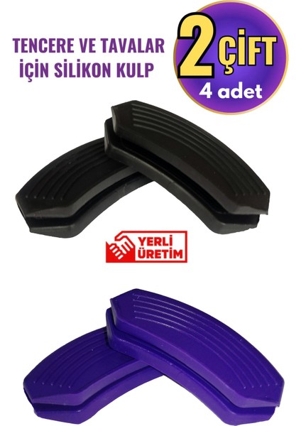 Silikon Tencere Tava Tutacağı Yanmaz Yapışmaz Tutamaç Eldiven 9x4 cm Renkli 2 Çift 4 Adetten Oluşur
