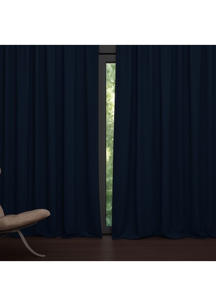 Lacivert Termal Işık Geçirmez Blackout Karartma Saten Perde modelleri