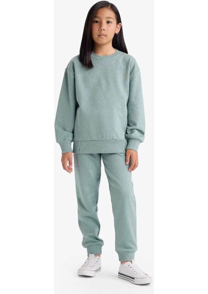 Relax Fit Bisiklet Yaka Basic Okul Yeşil Kız Çocuk Sweatshirt A2797A8/GN1129 fiyatları