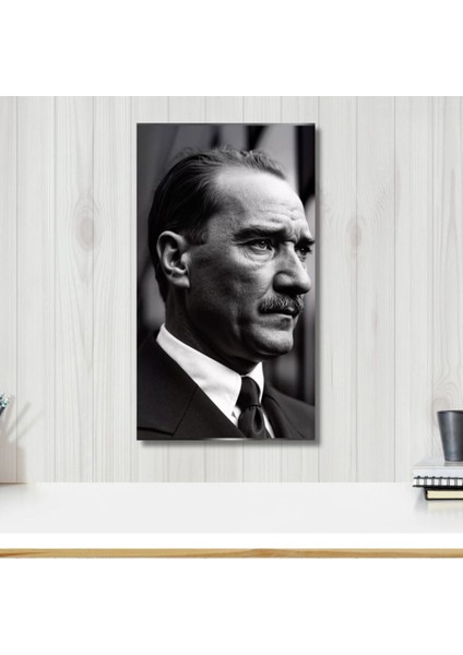 Kanvas Tablo Dijital Bask Siyah Beyaz Genç Atatürk Tablo Salon Duvar Tablosu
