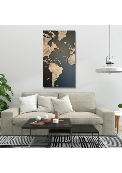 Kanvas Tablo Dijital Baskı Atlantik Okyanusu Haritası Tablosu Salon Duvar Tablosu
