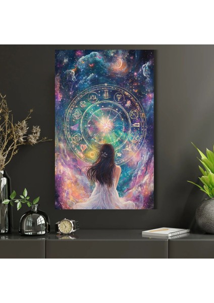 Kanvas Tablo Dijital Baskı Astroloji Zodyak Burç Tablosu Salon Duvar Tablosu