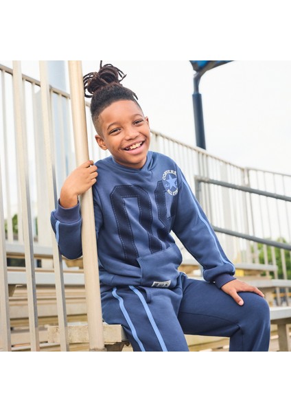 Retro Remix Çocuk Lacivert Hoodie