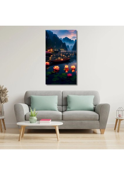 Kanvas Tablo Dijital Bask Mandala Göl Salon Duvar Tablosu
