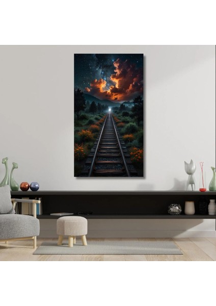 Kanvas Tablo Dijital Bask Tren Yolu Salon Duvar Tablosu