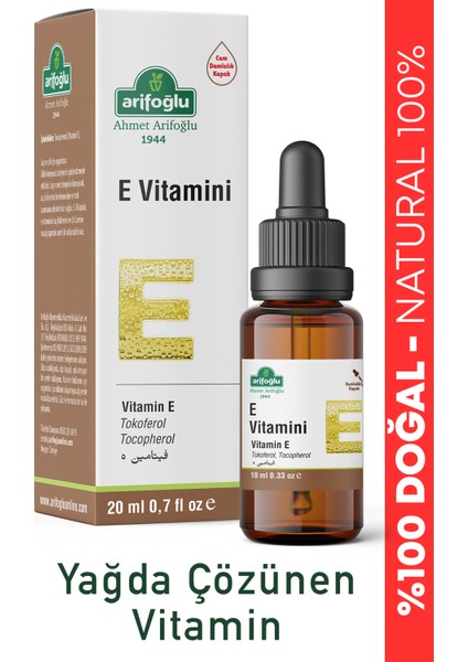 10 ml E Vitamini Sıvı Şişe - Doğal Alfa Tokoferol ile Cilt ve Saç Bakımı için Antioksidan Destek, Türkiye Menşeli