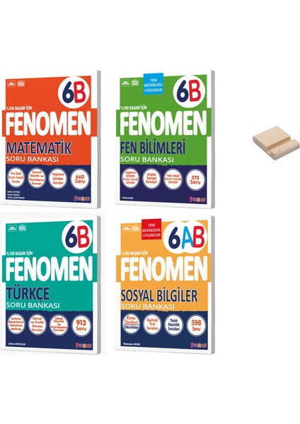 6. Sınıf B Serisi Matematik Türkçe Fen ve Sosyal 4lü Soru Bankası + Telefon Standı