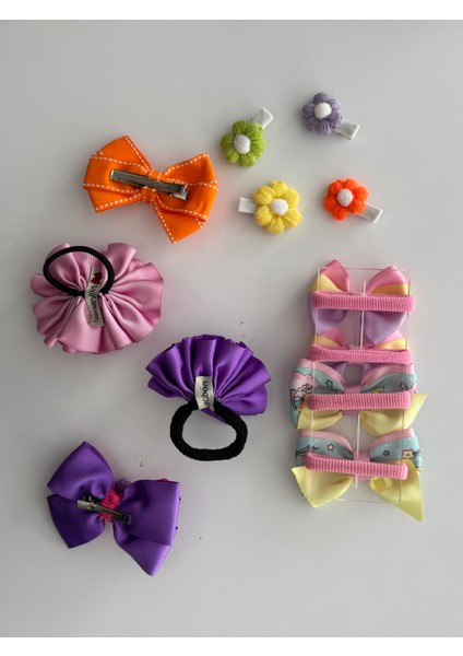 Fiyonklu Saç Tokası 12'li – Renkli Set, Günlük & Okul modelleri