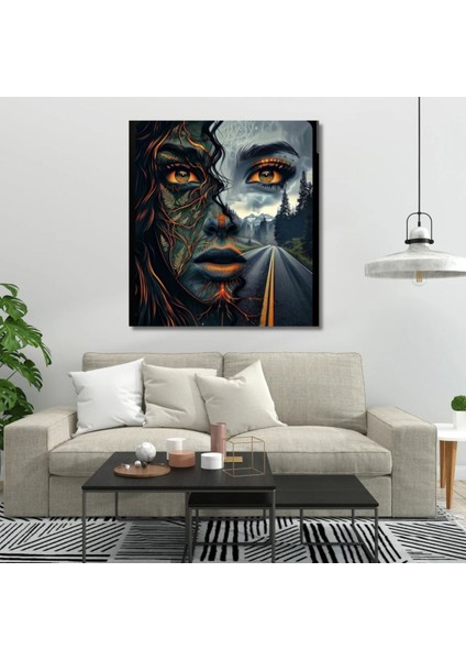 Kanvas Tablo Dijital Baskı Doğa ve Kadın Soyut Temalı Tablo Salon Duvar Tablosu