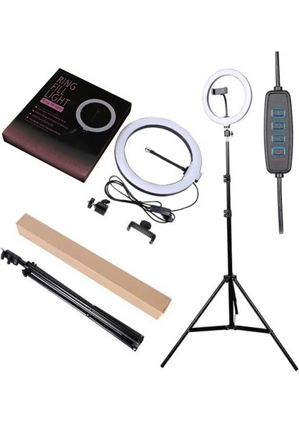 LED Işıklı Ayaklı Tripod 10 Inç Halka - Telefon Tutucu Youtuber Tiktok ve 2.10 cm modelleri