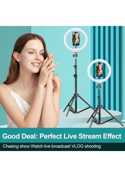 LED Işıklı Ayaklı Tripod 10 Inç Halka - Telefon Tutucu Youtuber Tiktok ve 2.10 cm fırsatları