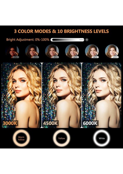 LED Işıklı Ayaklı Tripod 10 Inç Halka - Telefon Tutucu Youtuber Tiktok ve 2.10 cm indirimleri