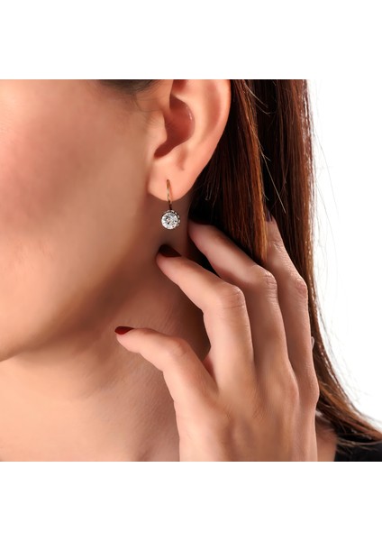 Harmoni Tektaş Bakır El Yapımı Kristal Taşlı Kararma Yapmaz Kadın Küpe Kutulu