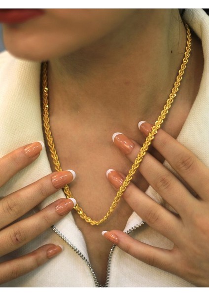 14 Ayar Altın Çift Sıra Burgu Kolye