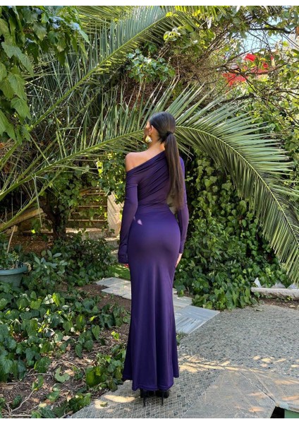 Milan Maxi Elbise 3007 - Mor modelleri