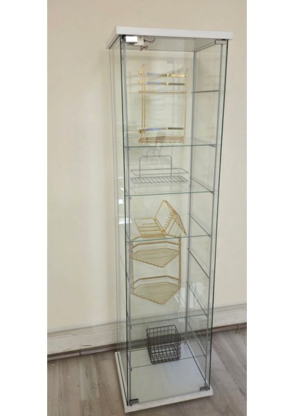 Home Cam Vitrin Gümüşlük Büfe Kitaplık Camlı Koleksiyon-Vitrini -Teşhir 7 li raflı vitrin