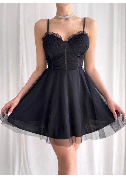 Tül Mini Elbise 1056