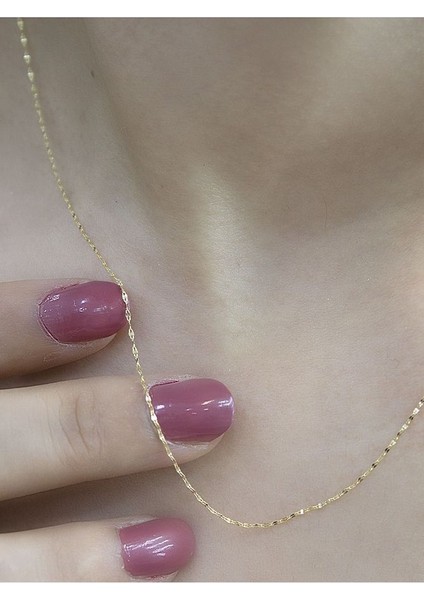 14 Ayar Altın Ince Aynalı Zincir Kolye modelleri